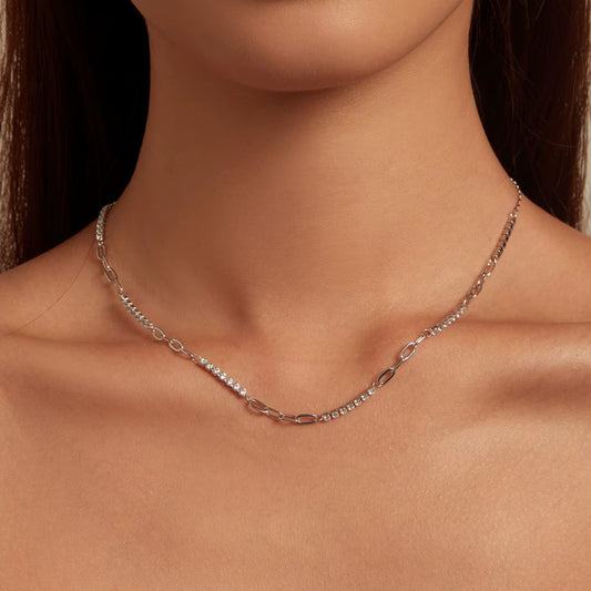 Asfar Barrel Chain Silver Necklace