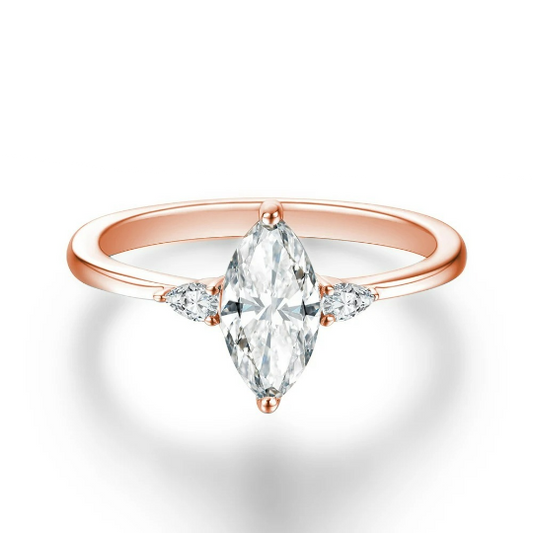 Marquise Moissanite Ring Real 925 Sterling Silver